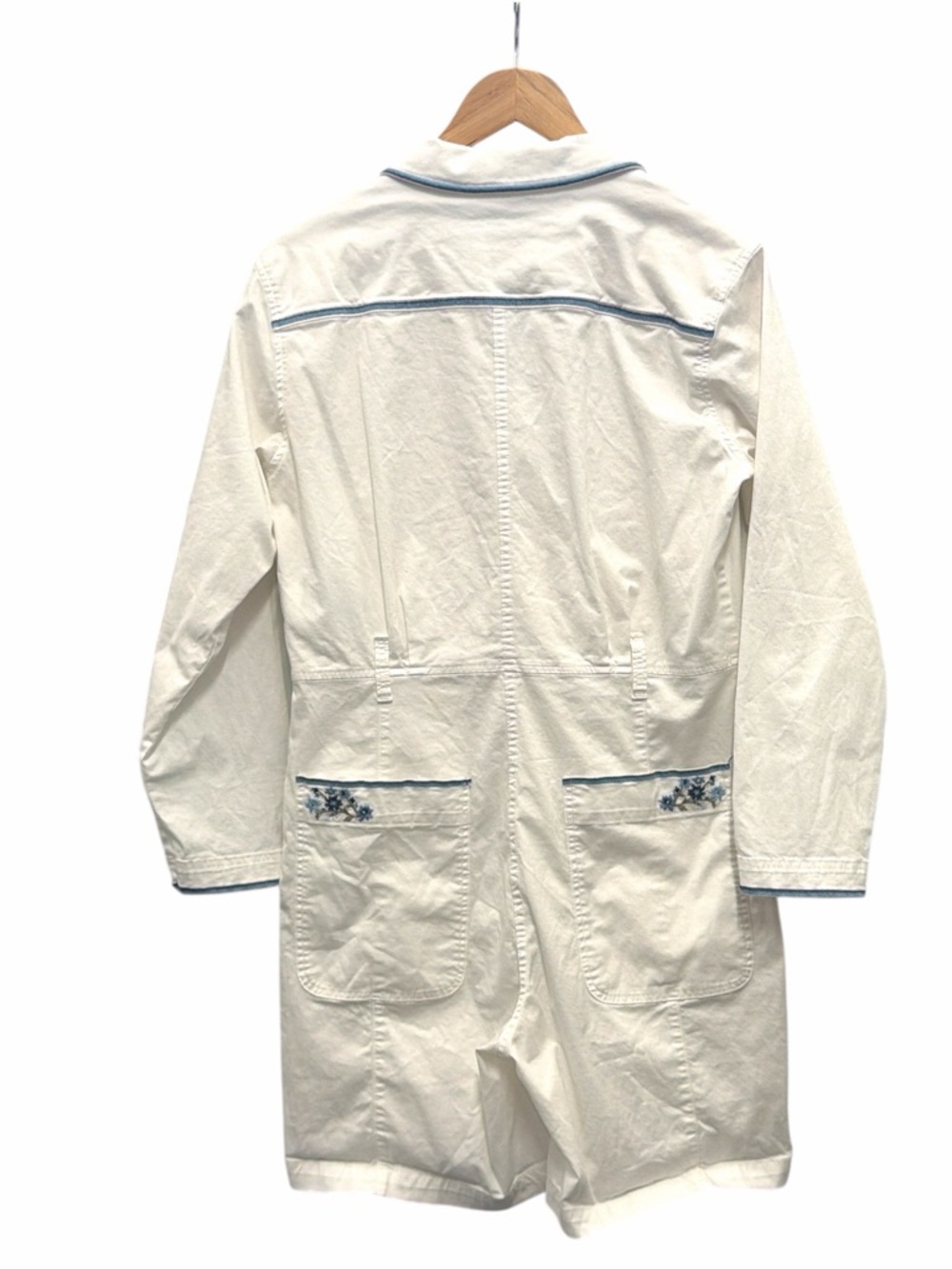 Driftwood Embroidered‎ Floral Western Romper White Blue Size Medium - Picture 3 of 4